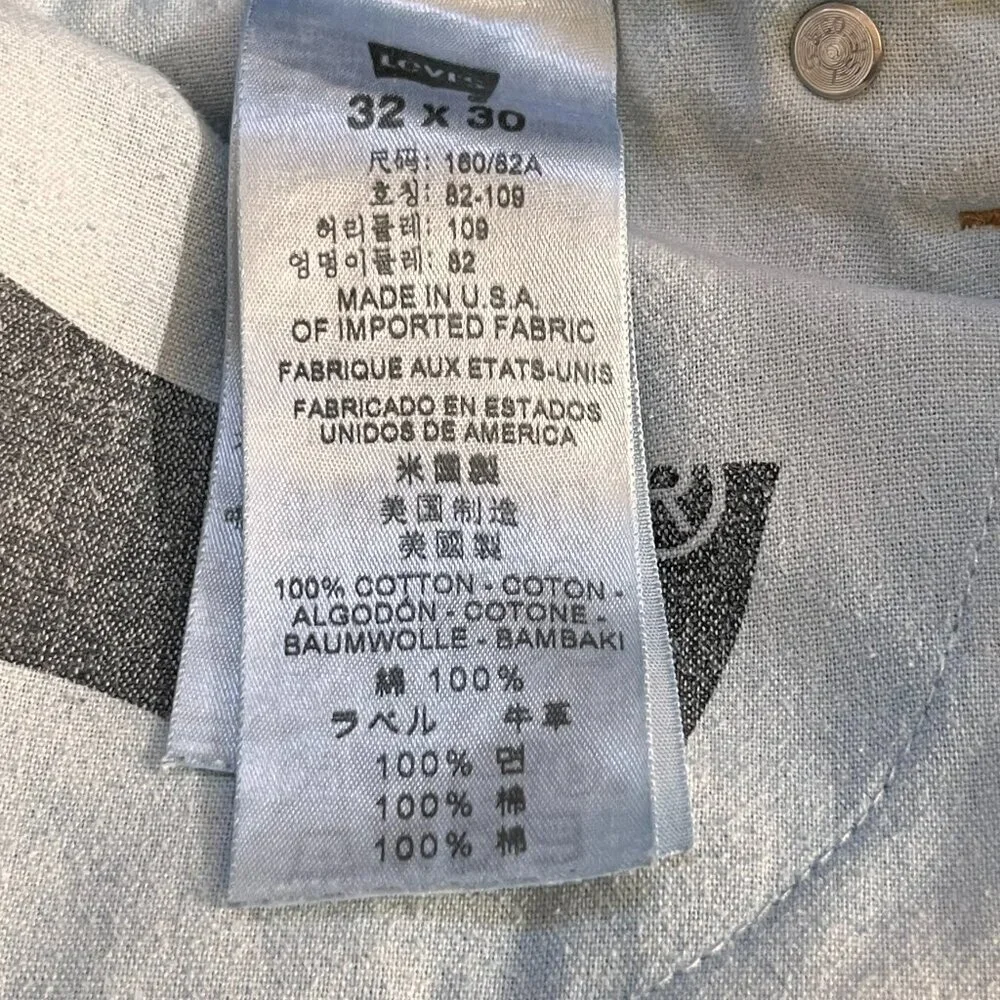 Levi's Classic Straight 505 Jeans in Men's Size W32 L30, Dark Wash - Made in USA